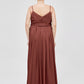 Vestidos de chiffon con tirantes finos y escote en corazón Terracota Tallas Grandes