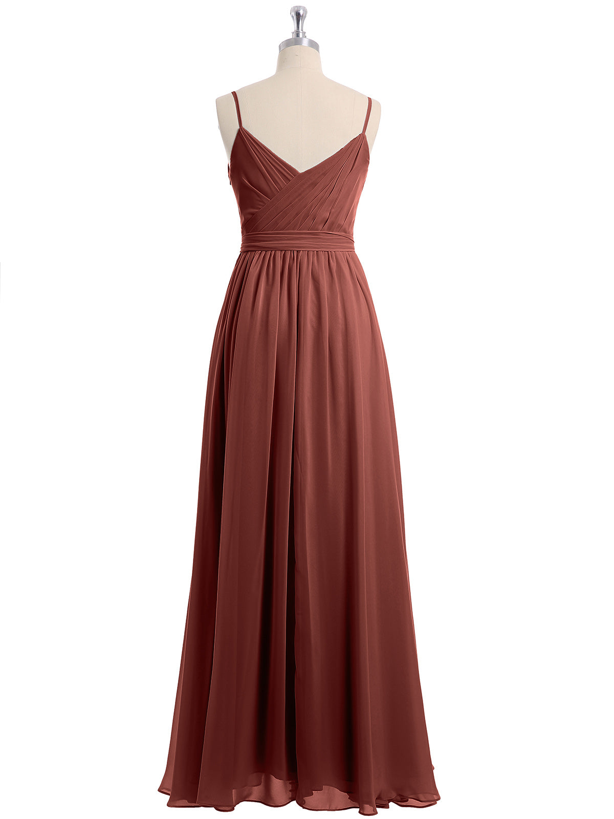 Vestidos de chiffon con tirantes finos y escote en corazón Terracota