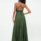 Vestidos boho con falda de encaje y chiffon en capas Verde Oliva Tallas Grandes