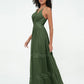 Vestidos boho con falda de encaje y chiffon en capas Verde Oliva Tallas Grandes