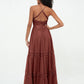 Vestidos boho con falda de encaje y chiffon en capas Terracota