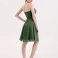 Samantha Sin Tirante Novio Corto Vestido De Dama De Honor Verde Oliva Tallas Grandes