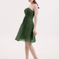 Samantha Sin Tirante Novio Corto Vestido De Dama De Honor Verde Oliva Tallas Grandes