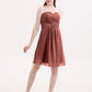 Samantha Sin Tirante Novio Corto Vestido De Dama De Honor Terracota