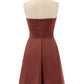 Samantha Sin Tirante Novio Corto Vestido De Dama De Honor Terracota Tallas Grandes