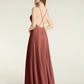 Vestidos sencillos de dama de honor de chiffon con espalda baja Terracota