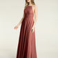 Vestidos sencillos de dama de honor de chiffon con espalda baja Terracota