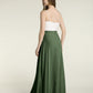 Vestidos de falda de chiffon con cuerpo de encaje marfil y abertura Verde Oliva