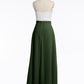 Vestidos de falda de chiffon con cuerpo de encaje marfil y abertura Verde Oliva