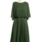 Vestidos cortos de chiffon con escote tipo scoop y mangas de volantes Verde Oliva