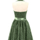 Serafina Cabestro Escote En V Encaje Vestido Con Saten Faja Verde Oliva Tallas Grandes