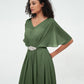 Vestidos máximos de chiffon con ilusión de escote corazón Verde Oliva Tallas Grandes