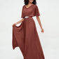 Vestidos máximos de chiffon con ilusión de escote corazón Terracota Tallas Grandes
