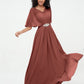 Vestidos máximos de chiffon con ilusión de escote corazón Terracota
