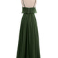 Vestido de chiffon con tirantes finos y falda tipo cascada Verde Oliva Tallas Grandes