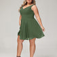 Shirley Escote En V Gasa Corto Vestidos De Dama De Honor Verde Oliva Tallas Grandes