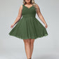 Shirley Escote En V Gasa Corto Vestidos De Dama De Honor Verde Oliva Tallas Grandes
