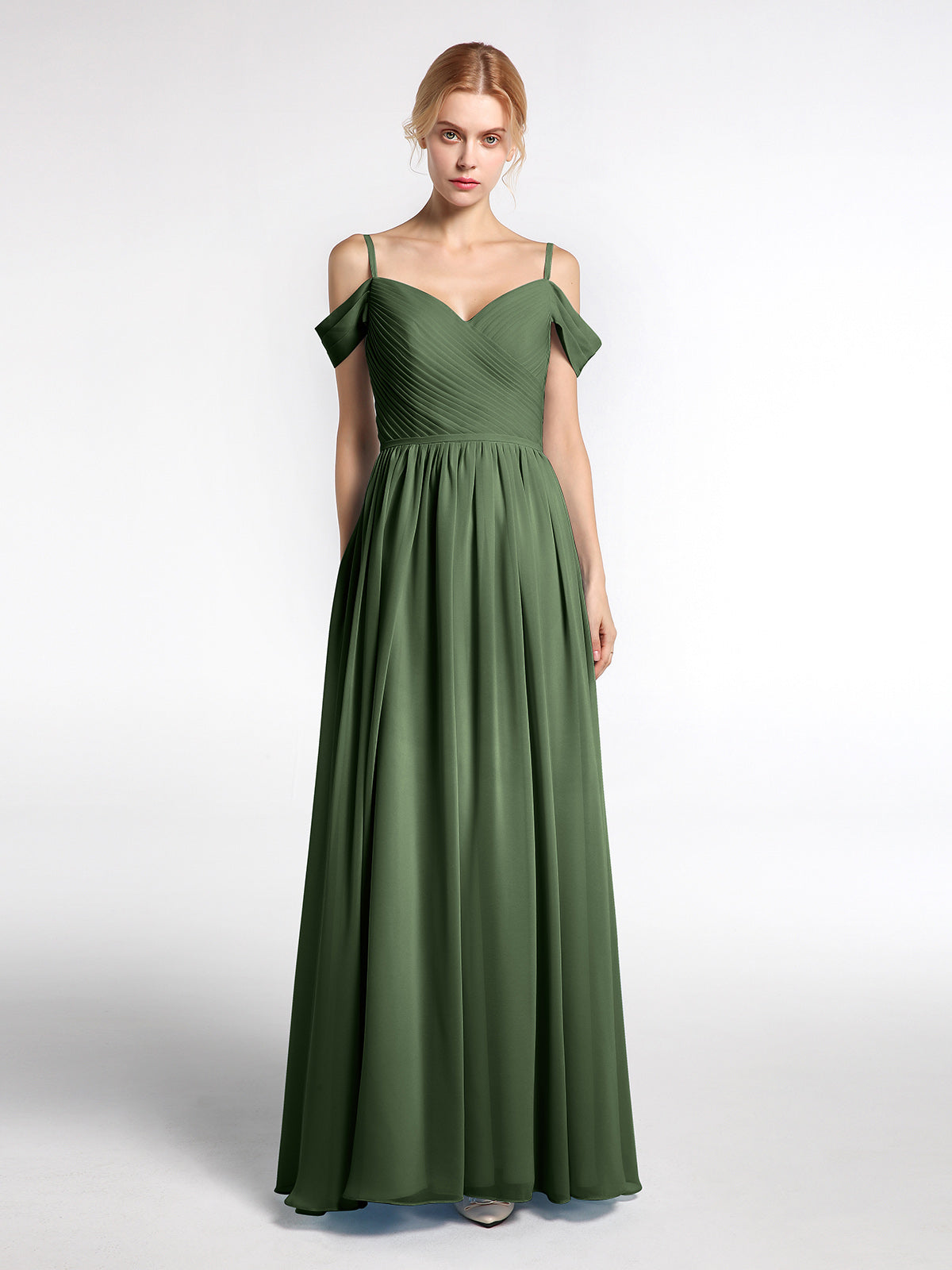 Simona Gasa Vestido De Dama De Honor Con Corpino Plisado Verde Oliva Tallas Grandes