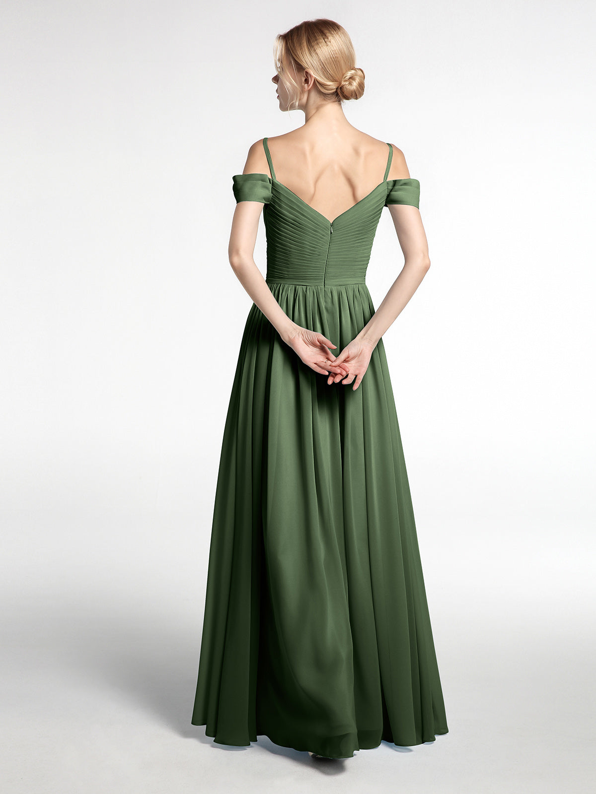Simona Gasa Vestido De Dama De Honor Con Corpino Plisado Verde Oliva Tallas Grandes