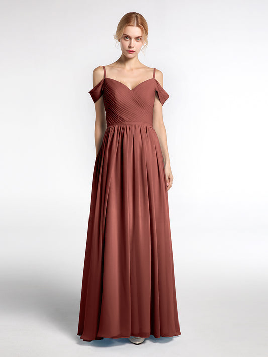 Simona Gasa Vestido De Dama De Honor Con Corpino Plisado Terracota