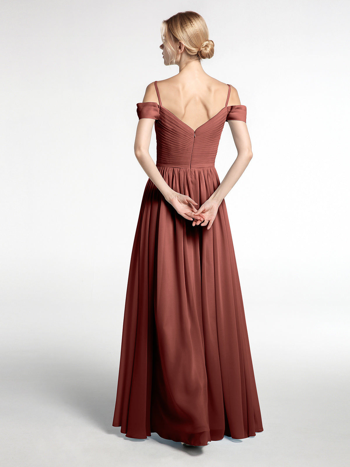 Simona Gasa Vestido De Dama De Honor Con Corpino Plisado Terracota