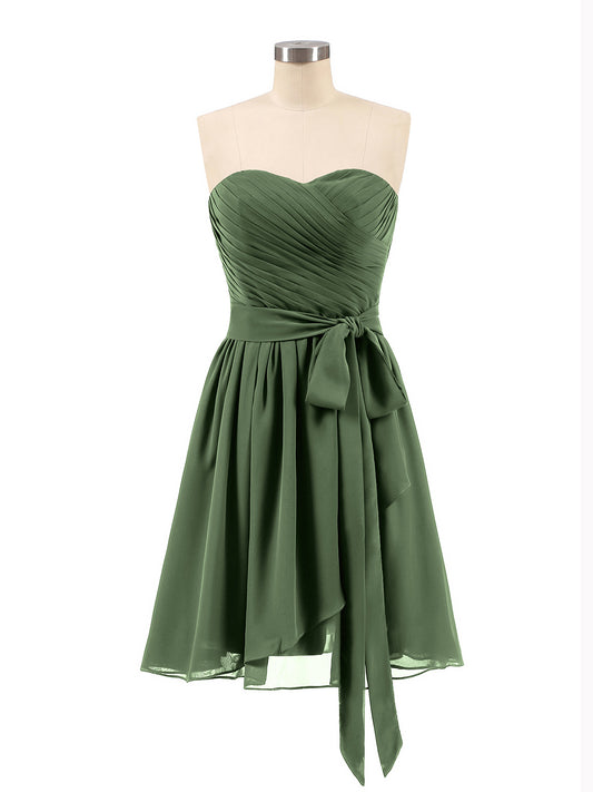 Stephanie Sin Tirante Novio Mini Vestidos Verde Oliva Tallas Grandes
