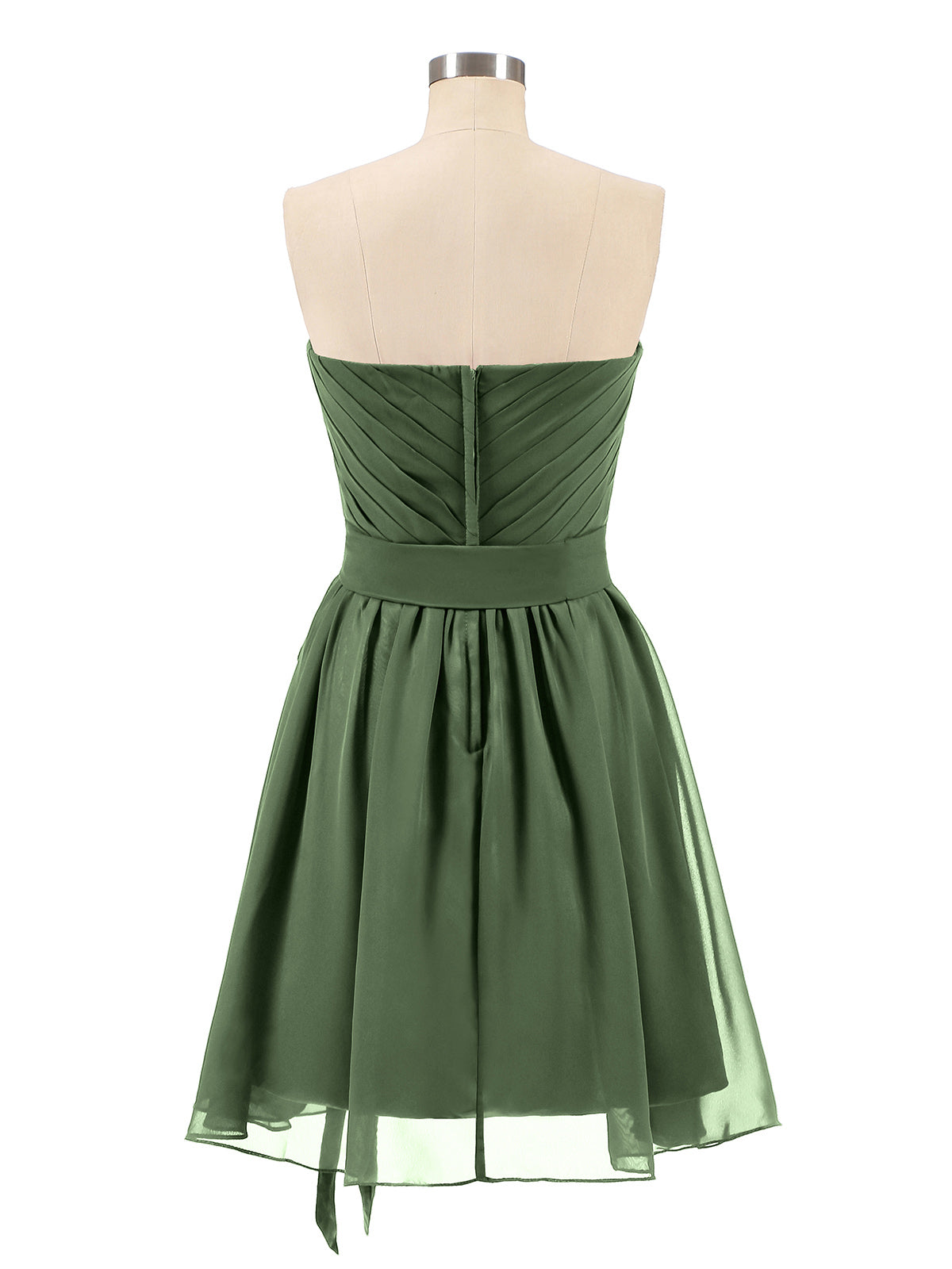 Stephanie Sin Tirante Novio Mini Vestidos Verde Oliva Tallas Grandes