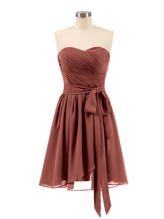Stephanie Sin Tirante Novio Mini Vestidos Terracota
