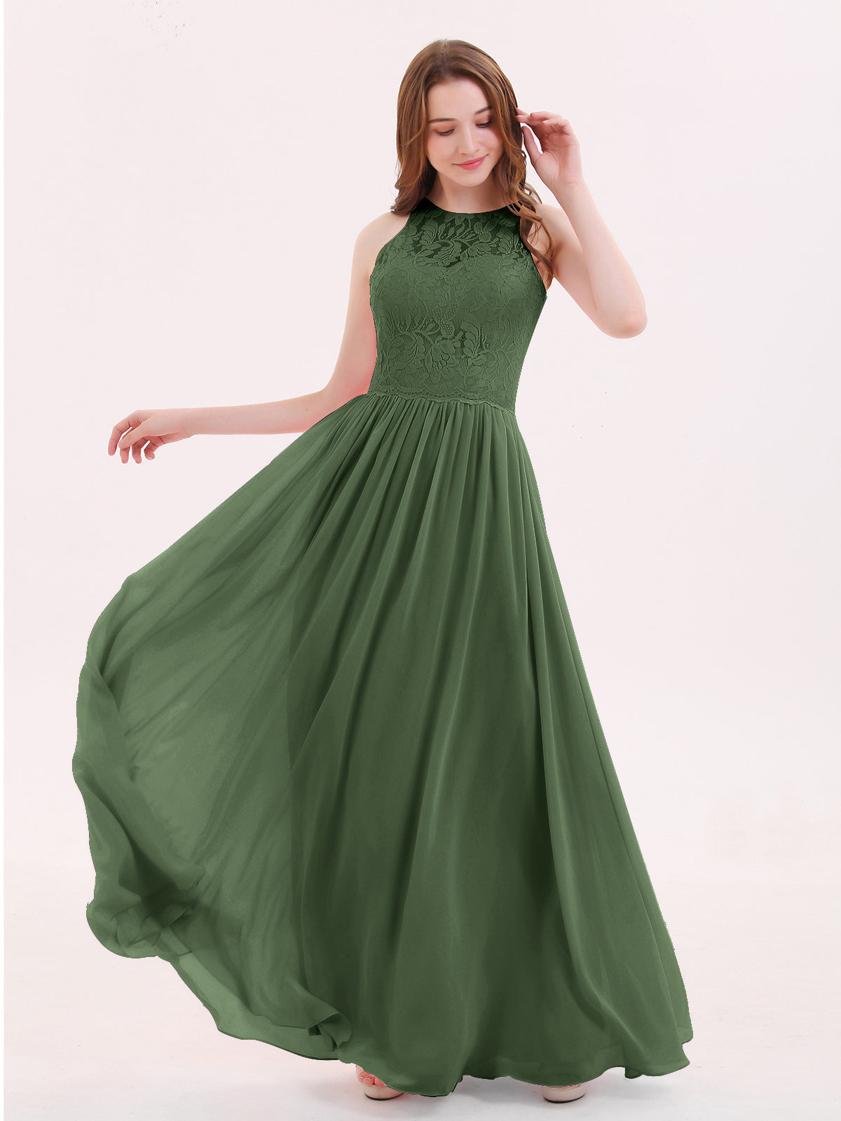 Suzanne Encaje Largo Vestido Con Novio Espejismo Verde Oliva Tallas Grandes