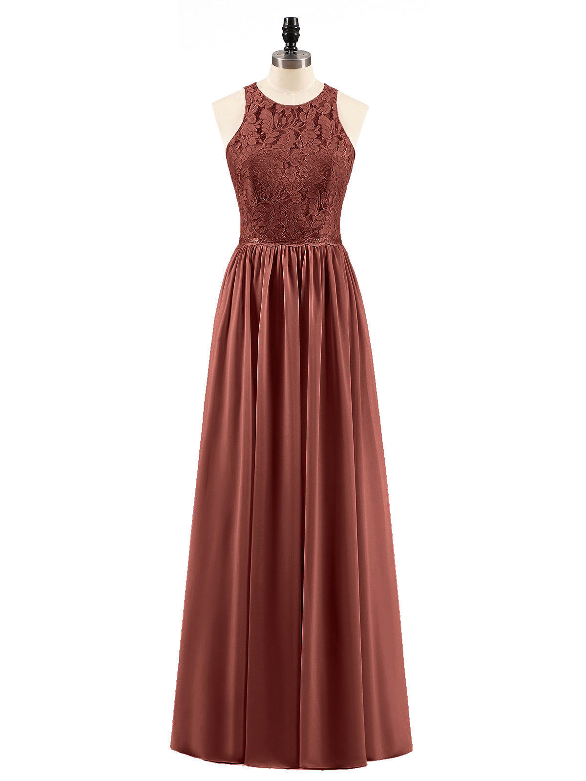 Suzanne Encaje Largo Vestido Con Novio Espejismo Terracota