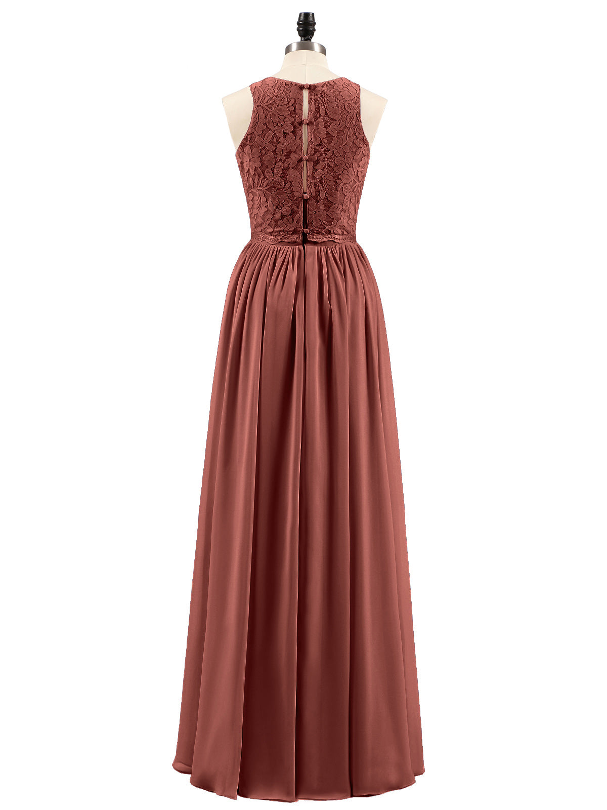Suzanne Encaje Largo Vestido Con Novio Espejismo Terracota