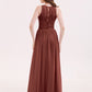 Suzanne Encaje Largo Vestido Con Novio Espejismo Terracota