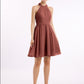 Vestidos cortos de dama de honor de chiffon estilo halter Terracota Tallas Grandes