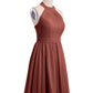 Vestidos cortos de dama de honor de chiffon estilo halter Terracota Tallas Grandes