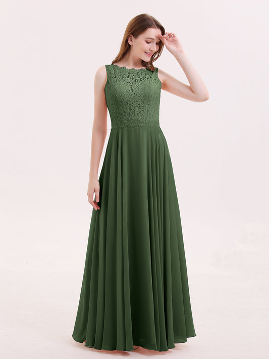 Tabitha Encaje Corpino Gasa Falda Largo Vestido Verde Oliva Tallas Grandes