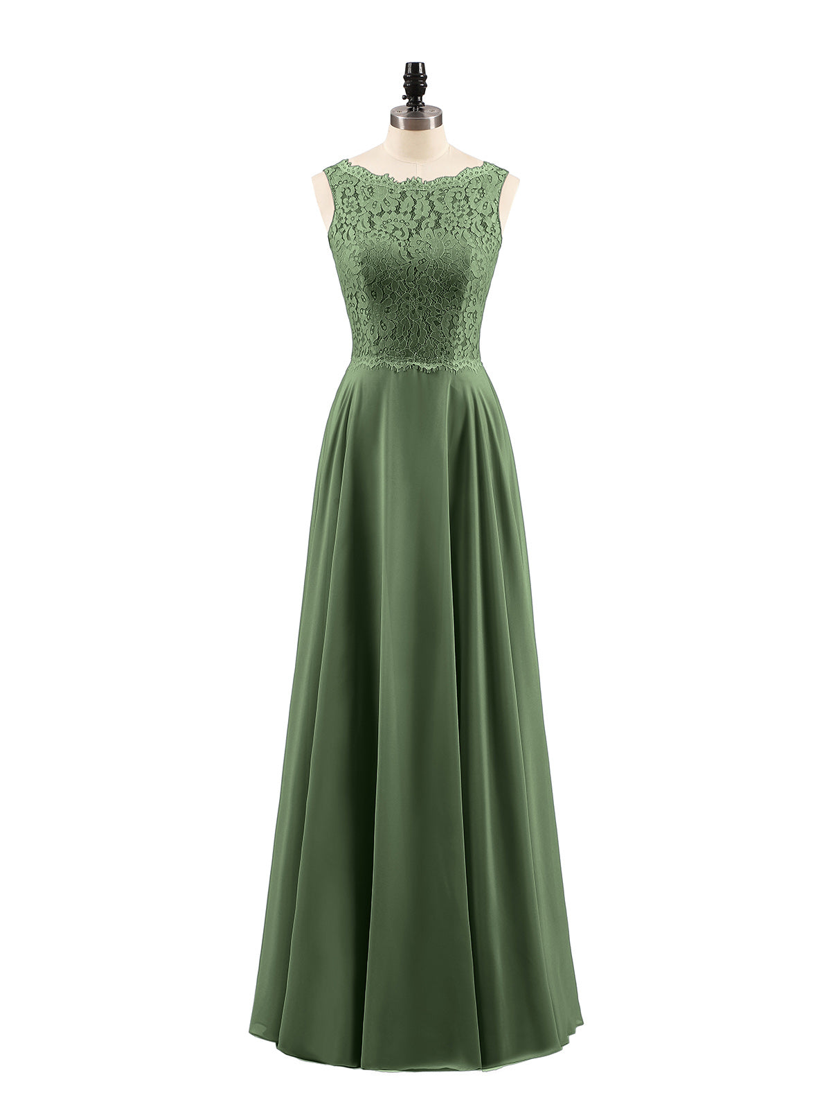 Tabitha Encaje Corpino Gasa Falda Largo Vestido Verde Oliva Tallas Grandes
