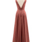 Tabitha Encaje Corpino Gasa Falda Largo Vestido Terracota