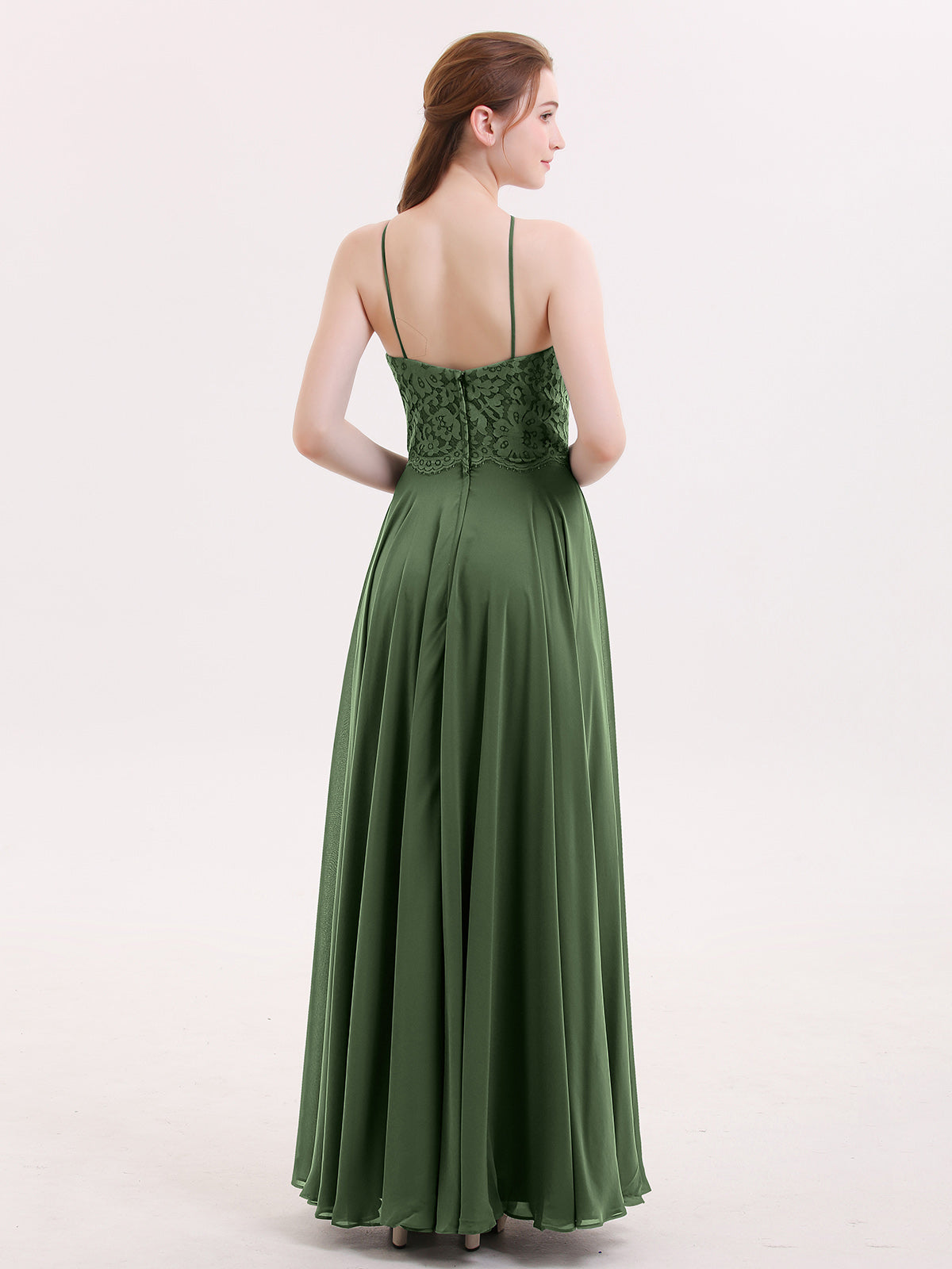Tallulah Encaje Y Gasa Vestido De Dama De Honor Verde Oliva Tallas Grandes