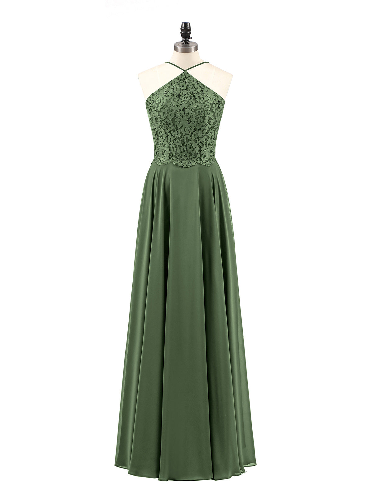 Tallulah Encaje Y Gasa Vestido De Dama De Honor Verde Oliva Tallas Grandes