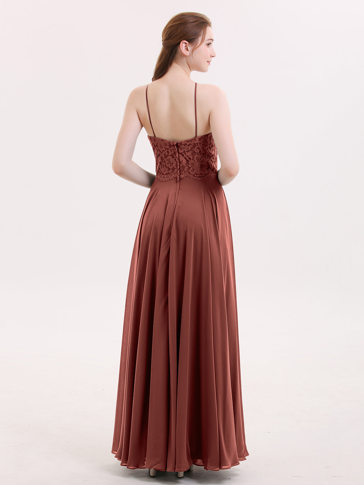 Tallulah Encaje Y Gasa Vestido De Dama De Honor Terracota