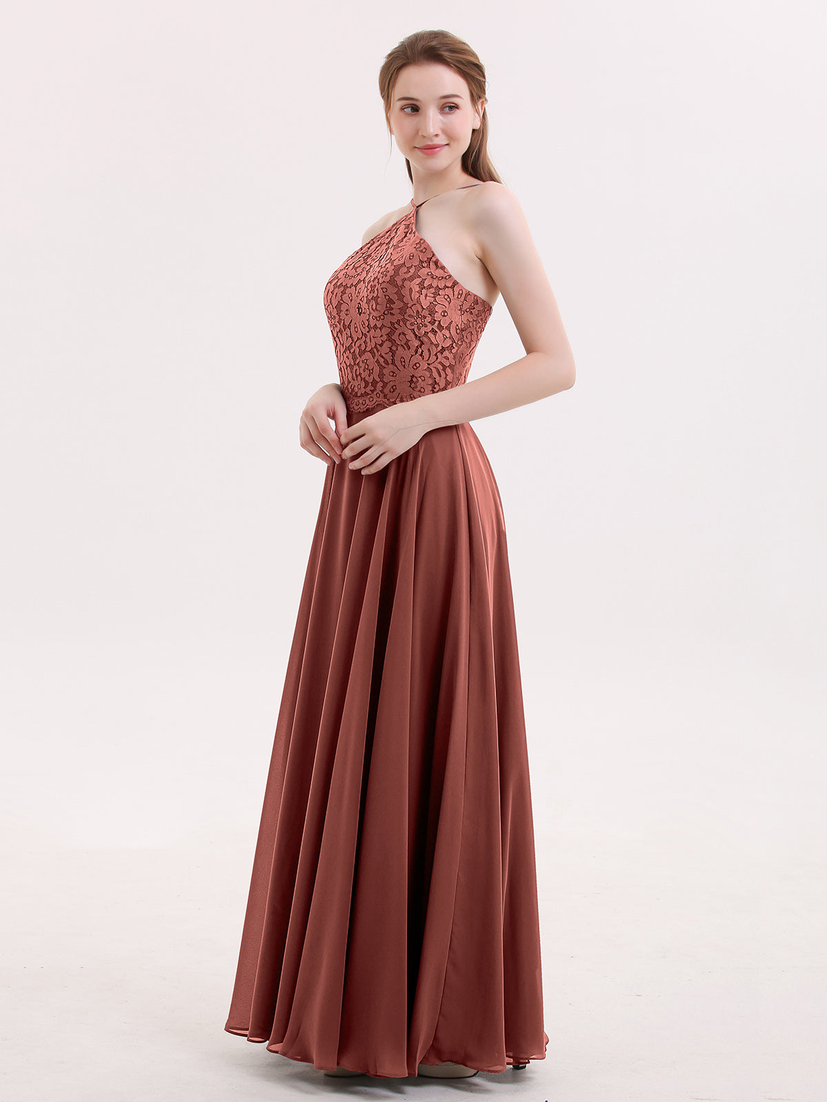 Tallulah Encaje Y Gasa Vestido De Dama De Honor Terracota