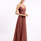 Vestidos de chiffon con tirantes finos y escote en V Terracota