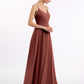 Vestidos de dama de honor de chiffon con tirantes finos y escote en V Terracota Tallas Grandes