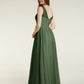 Vestidos de dama de honor de tul cruzado con escote ilusión Verde Oliva Tallas Grandes