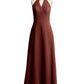 Vestidos largos de dama de honor estilo halter de chiffon con espalda baja Terracota