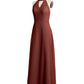 Vestidos largos de dama de honor estilo halter de chiffon con espalda baja Terracota