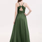 Tiffany Espalda Abierta Gasa Vestido Con Escote En V Verde Oliva Tallas Grandes