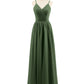 Tiffany Espalda Abierta Gasa Vestido Con Escote En V Verde Oliva Tallas Grandes