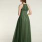 Vestidos largos con cuerpo de encaje y falda de tul Verde Oliva Tallas Grandes