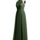 Vestidos largos con cuerpo de encaje y falda de tul Verde Oliva Tallas Grandes